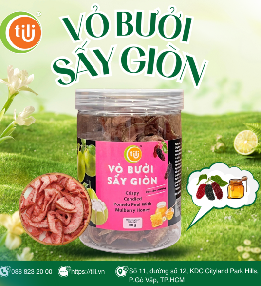 Vỏ bưởi sấy giòn vị dâu tằm mật ong